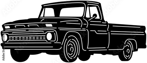 Illustration of vintage old cars in a black and white silhouette style, depicting transportation.
