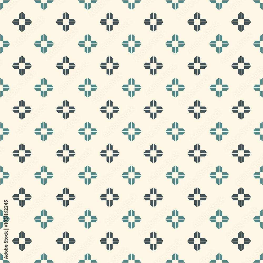 Outline minimalist seamless pattern with stylized repeating flowers. Simple geometric ornament. Modern stylish floral texture. Scrapbook digital paper, textile print, page fill. Vector illustration