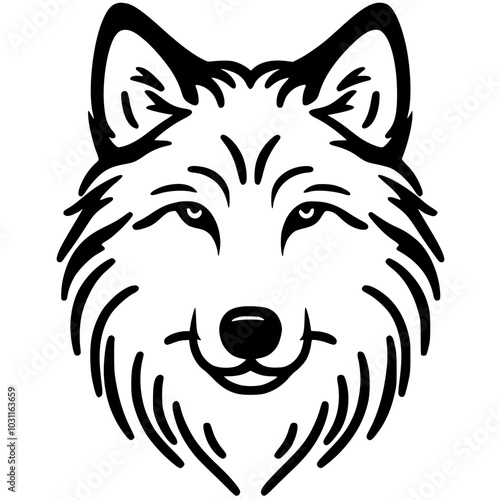 One line art wolf face silhouette