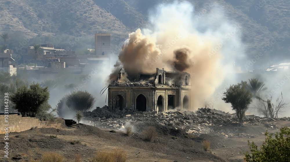 A shell fired by the Houthi militia destroys a house in the city of Taiz A shell fired by the Houthi militia destroys a house in the city of Taiz