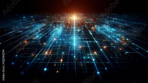 Abstract Digital Grid with Light Effects