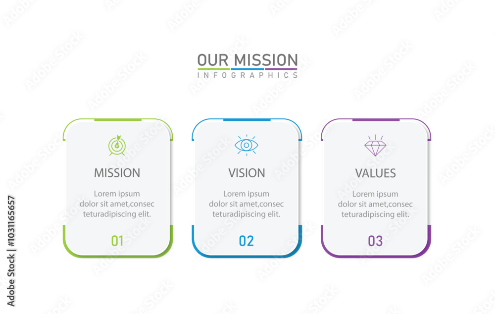 Obraz premium mission, vision, values, graphic design template.with options.