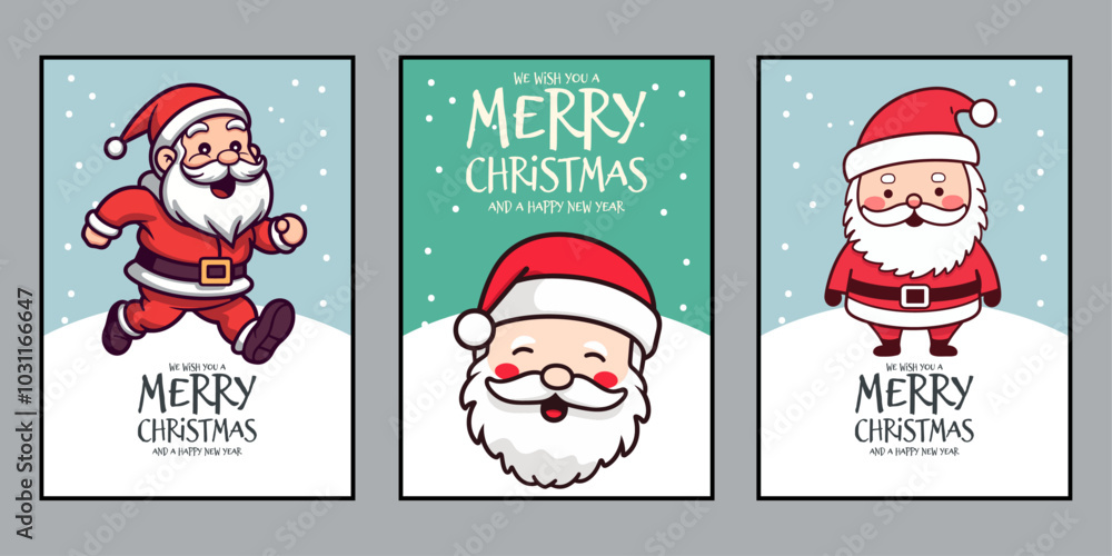 Cute Santa Claus Lettering Vector for Merry Christmas and Happy New Year Card Set
Cute Santa Claus Lettering Vector for Merry Christmas and Happy New Year Card Set