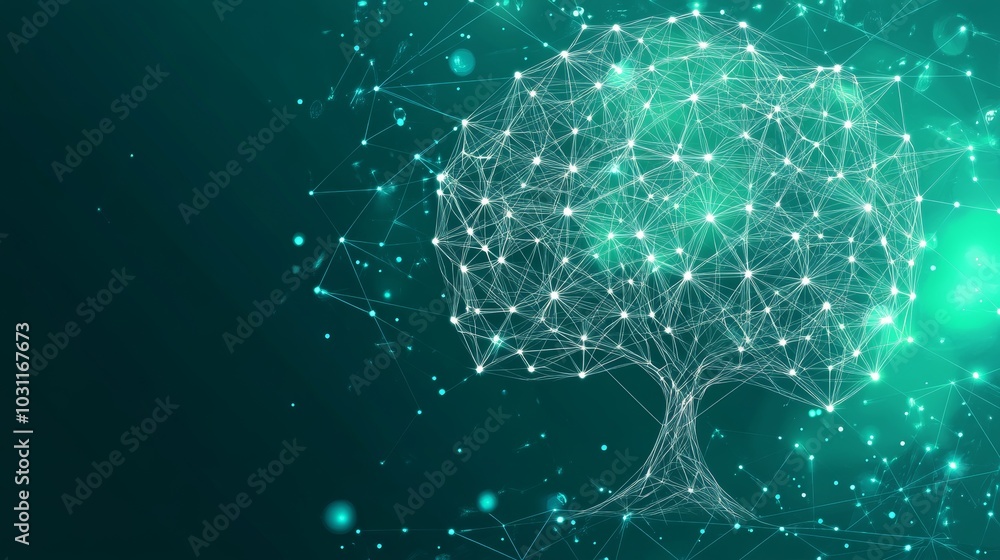 Digital Tree. Network Connection Symbolizing Growth, Technology, Innovation, and Sustainability. Digital Tree. Network Connection Symbolizing Growth, Technology, Innovation, and Sustainability.