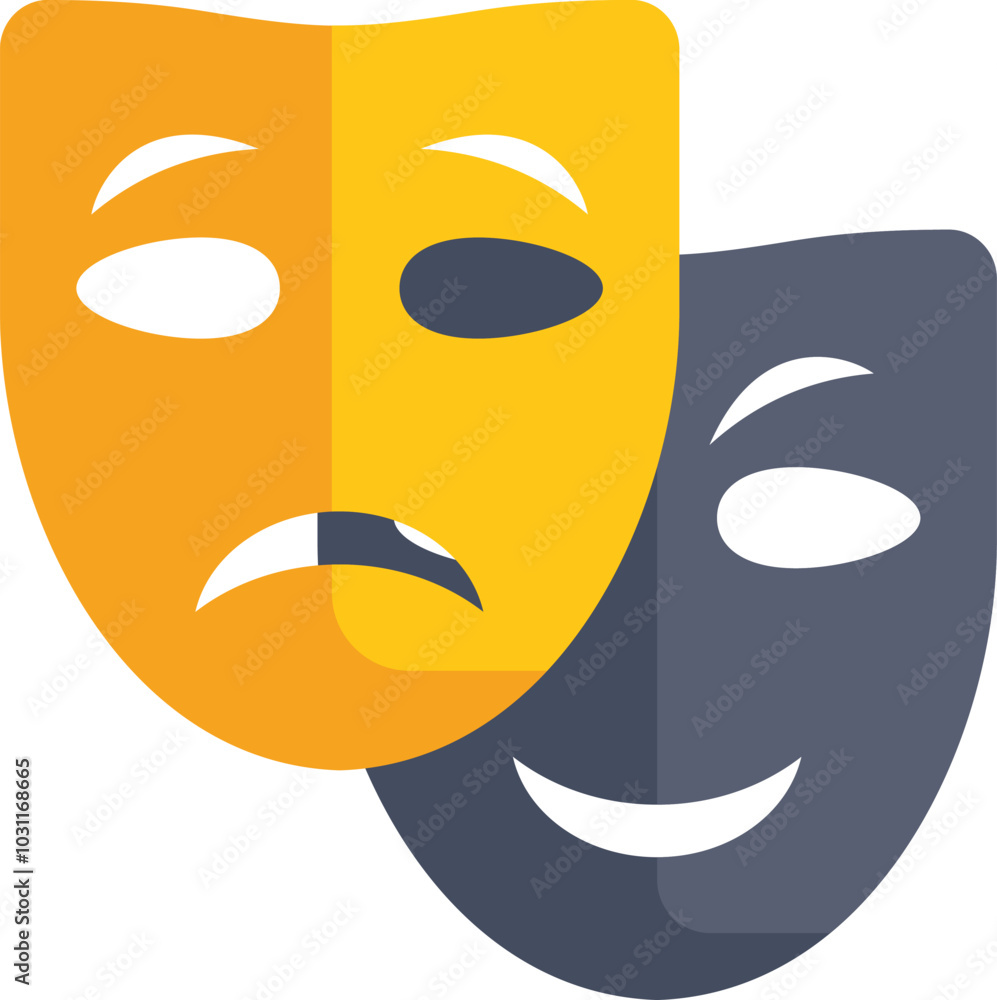 Two theater masks representing comedy and tragedy, symbolizing the range of human emotions Two theater masks representing comedy and tragedy, symbolizing the range of human emotions