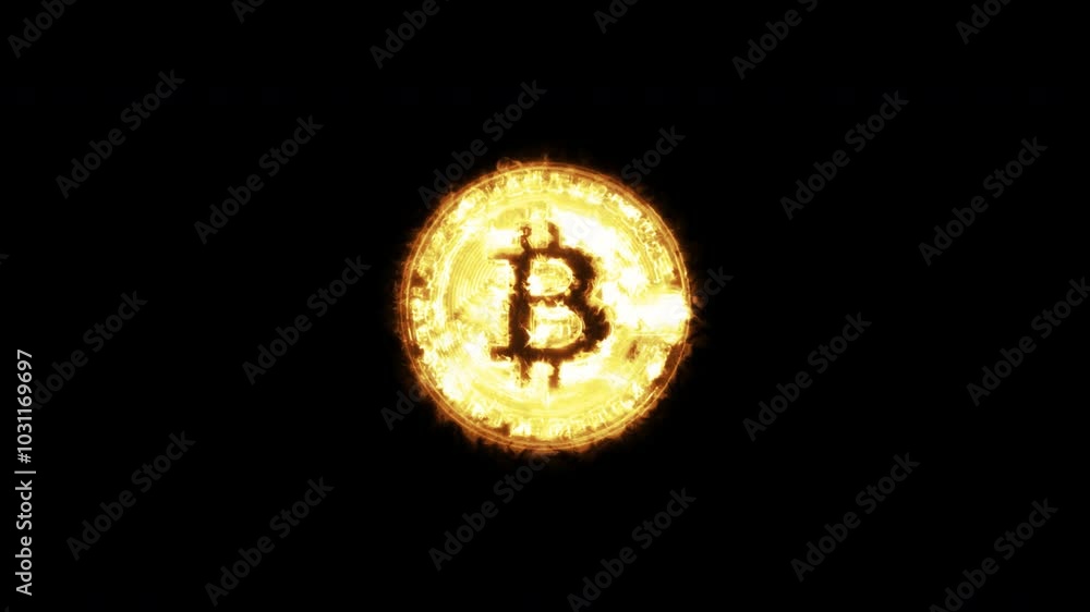 Bitcoin animation. Bitcoin flames animation with alpha channel Bitcoin animation. Bitcoin flames animation with alpha channel