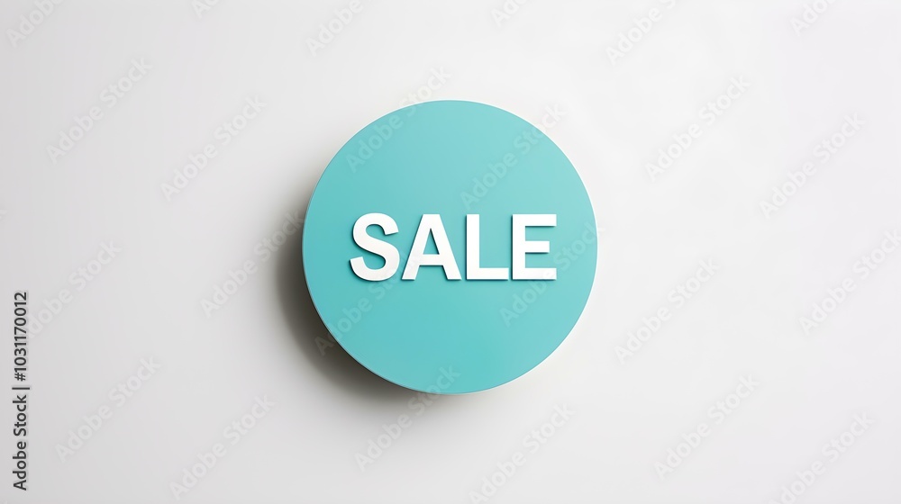 White 'SALE' Text on a Turquoise Round Paper Note. White Background with Copy Space White 'SALE' Text on a Turquoise Round Paper Note. White Background with Copy Space