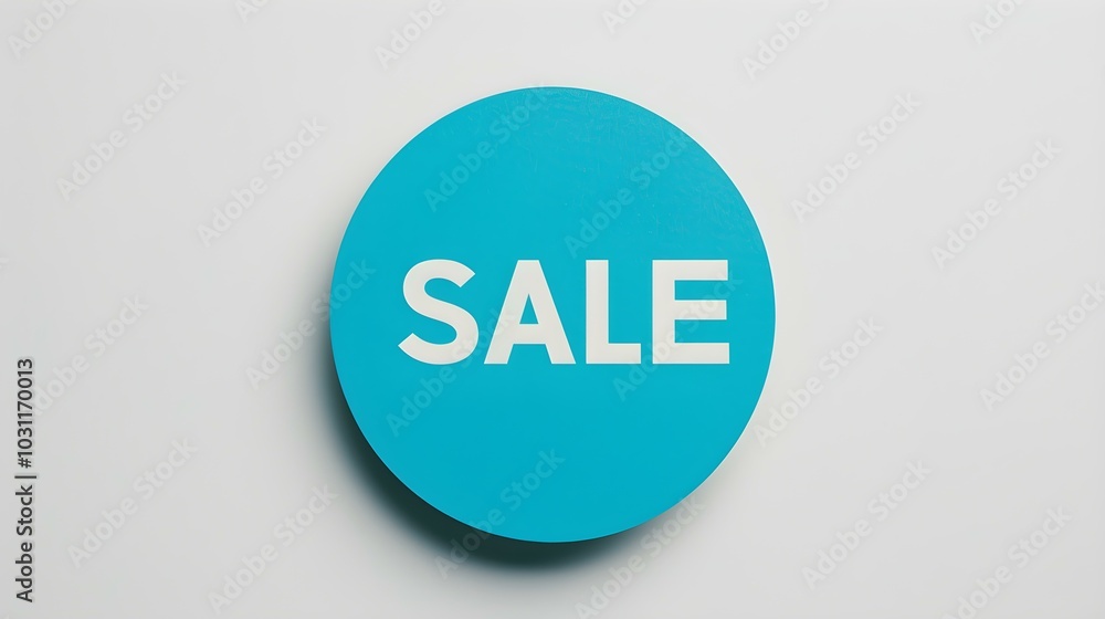White 'SALE' Text on a Turquoise Round Paper Note. White Background with Copy Space White 'SALE' Text on a Turquoise Round Paper Note. White Background with Copy Space