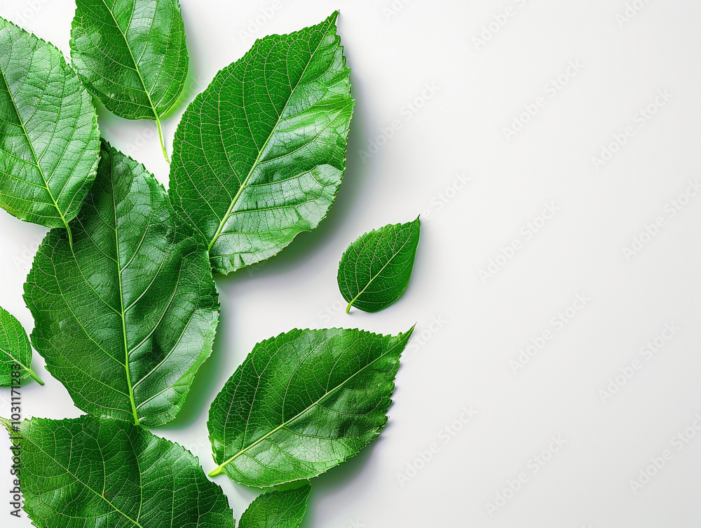 Fototapeta premium leaves in white background