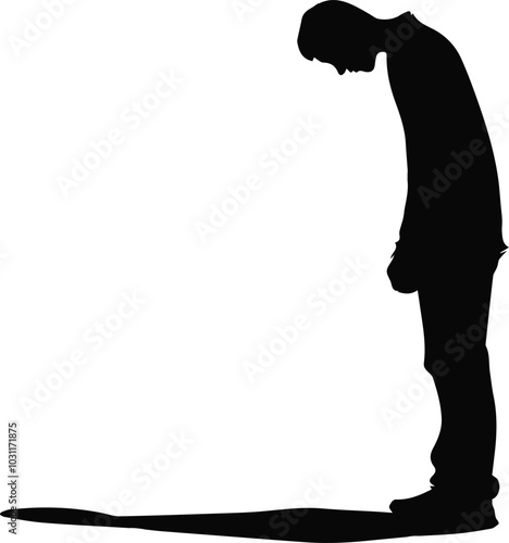 좌절, 절망, 고독, 감정 표현 실루엣 벡터	