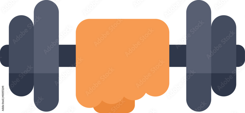 This icon shows a hand tightly gripping a dumbbell, representing weightlifting and physical fitness This icon shows a hand tightly gripping a dumbbell, representing weightlifting and physical fitness