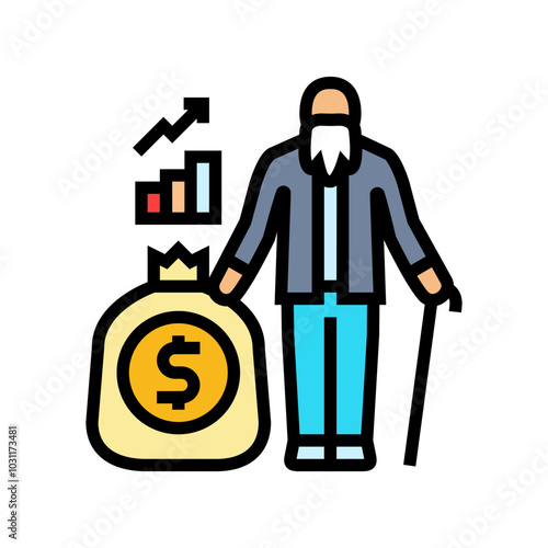 retirement planning budget planning color icon vector. retirement planning budget planning sign. isolated symbol illustration