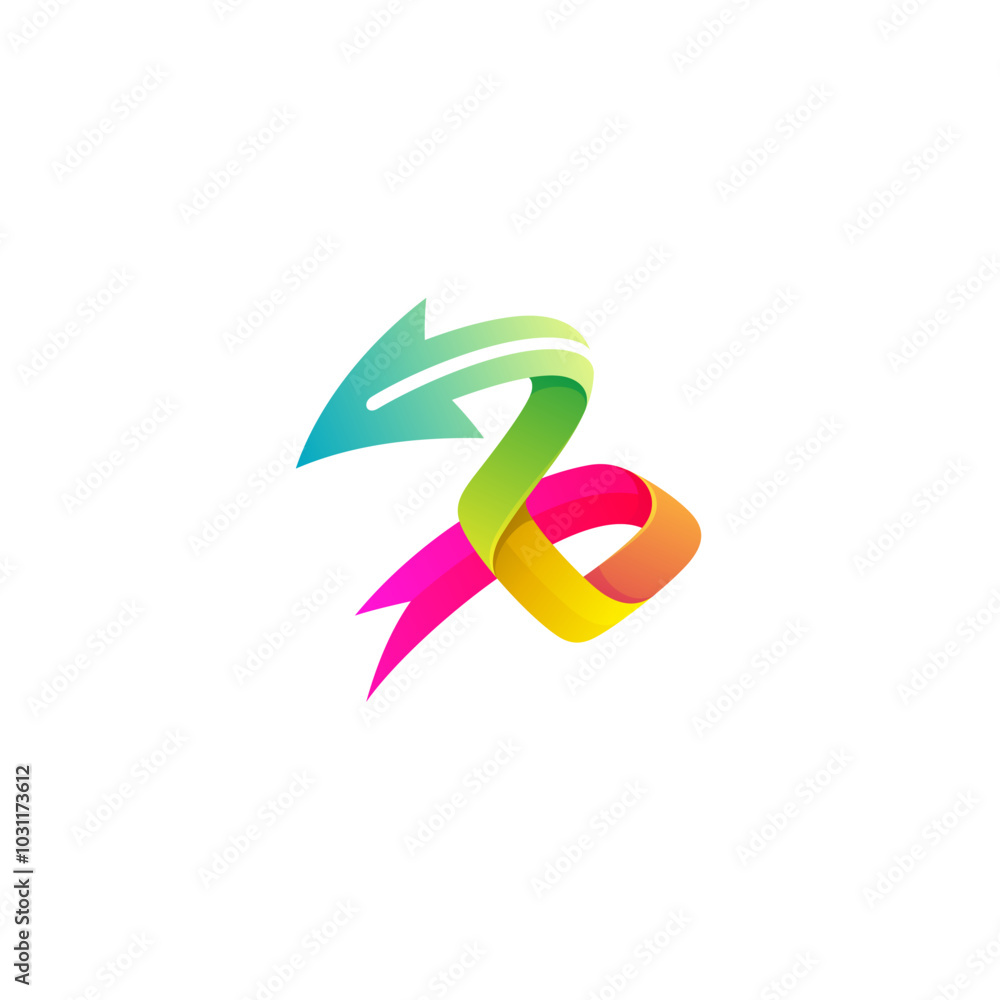 Letter B logo with ribbon design combination, colorful style Letter B logo with ribbon design combination, colorful style