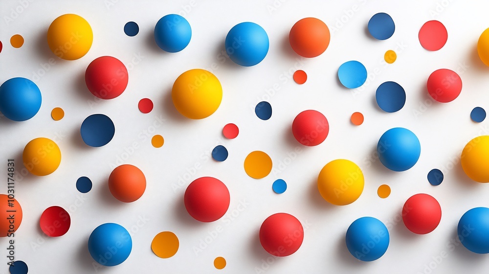 Colorful spheres and circles arranged in a modern abstract pattern on a white background. Colorful spheres and circles arranged in a modern abstract pattern on a white background.