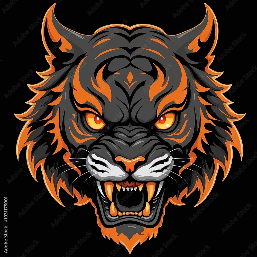 Obraz premium oni tiger head on a black background