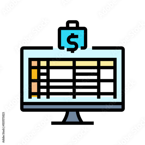 spreadsheet budgeting budget planning color icon vector. spreadsheet budgeting budget planning sign. isolated symbol illustration