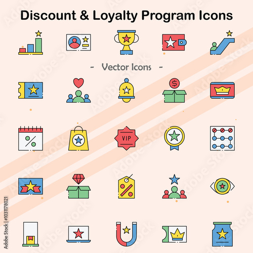 Icons showcasing discounts and customer loyalty programs