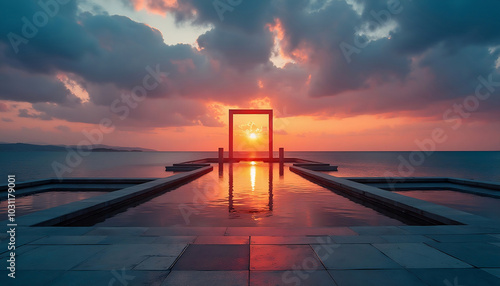 View of the Sea Organ in Zadar, Croatia during sunset