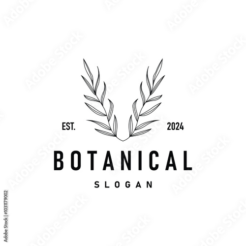 illustration template nature logo leaf botanical simple organic beautiful hand drawn minimalist plant