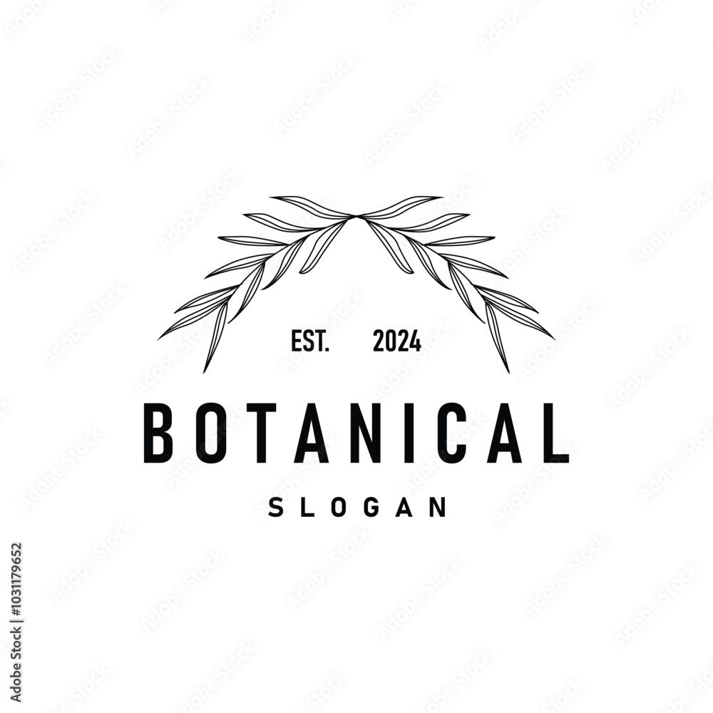 Obraz premium illustration template nature logo leaf botanical simple organic beautiful hand drawn minimalist plant