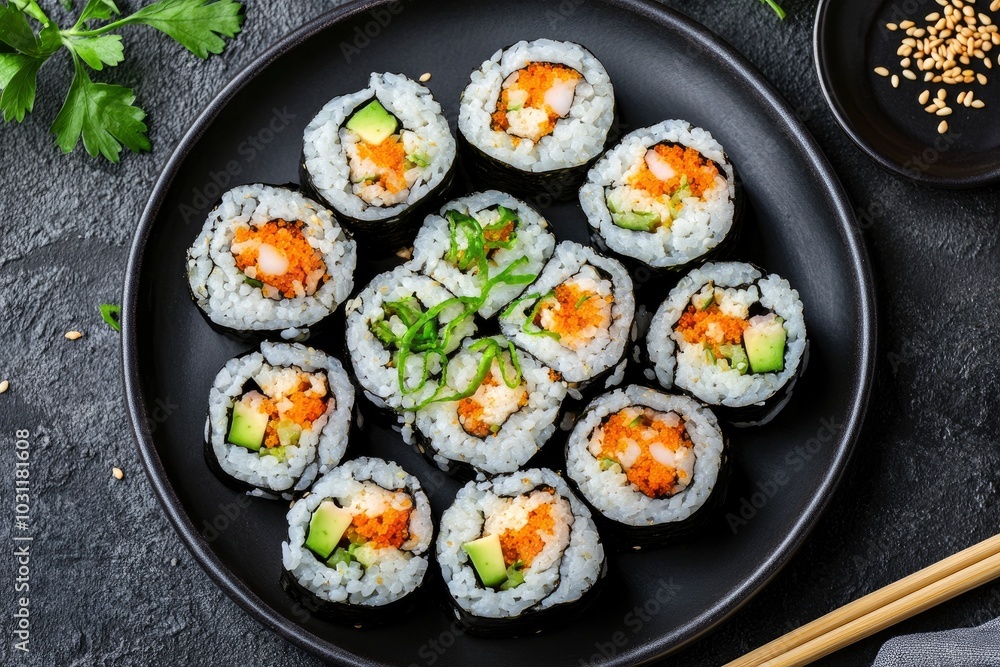 traditional asian rice rolls top view shot - generative ai traditional asian rice rolls top view shot - generative ai