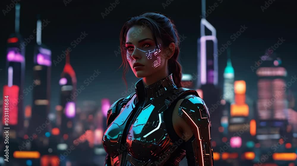 Cyberpunk woman with futuristic background
Cyberpunk woman with futuristic background
