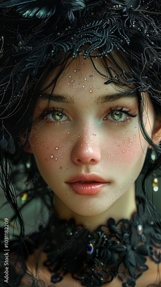 Intriguing Portrait of a Woman with Green Eyes Intriguing Portrait of a Woman with Green Eyes