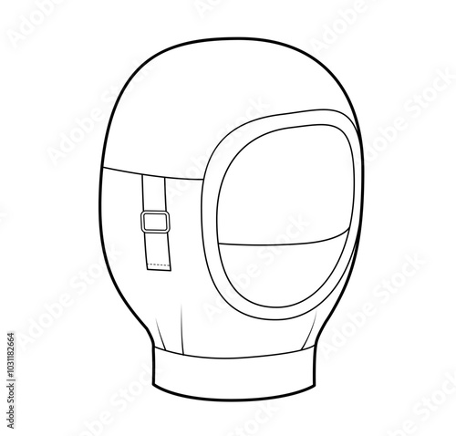 Protection Balaclava Hat. Winter Knitted Head Fashion accessory cap clothing technical illustration. Vector headgear for Men, women, unisex style, flat template CAD mockup sketch outline isolated