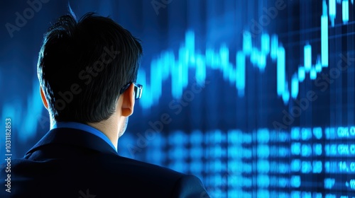 Business professional analyzing data on financial chart, technology and finance concept.