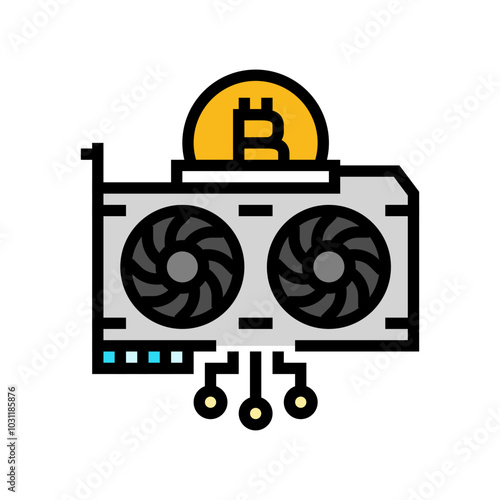 gpu cryptocurrency mining color icon vector. gpu cryptocurrency mining sign. isolated symbol illustration