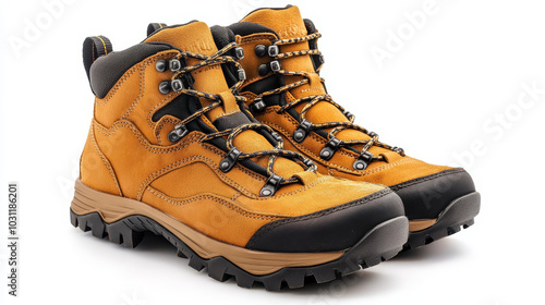 Hiking boots isolated on white background