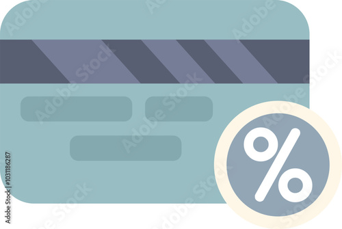 Credit card showing percentage symbol for cashback concept