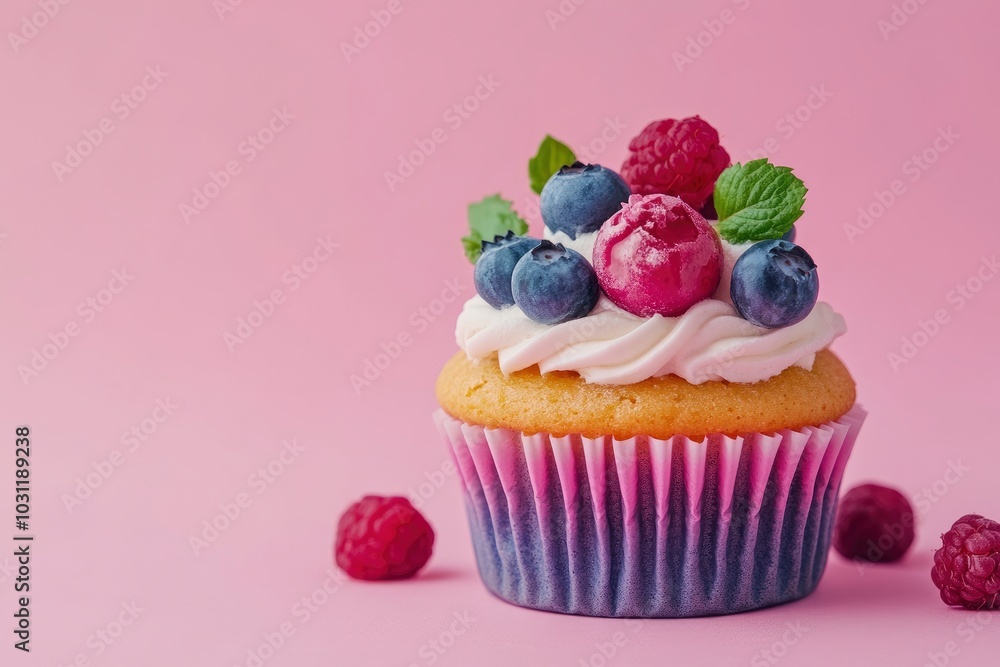 yummy sweet tasty muffin cakes on simple mono color background - generative ai yummy sweet tasty muffin cakes on simple mono color background - generative ai