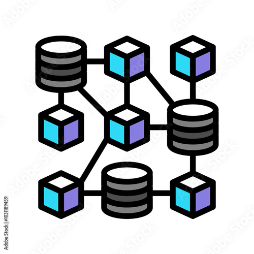 decentralized network cryptocurrency mining color icon vector. decentralized network cryptocurrency mining sign. isolated symbol illustration