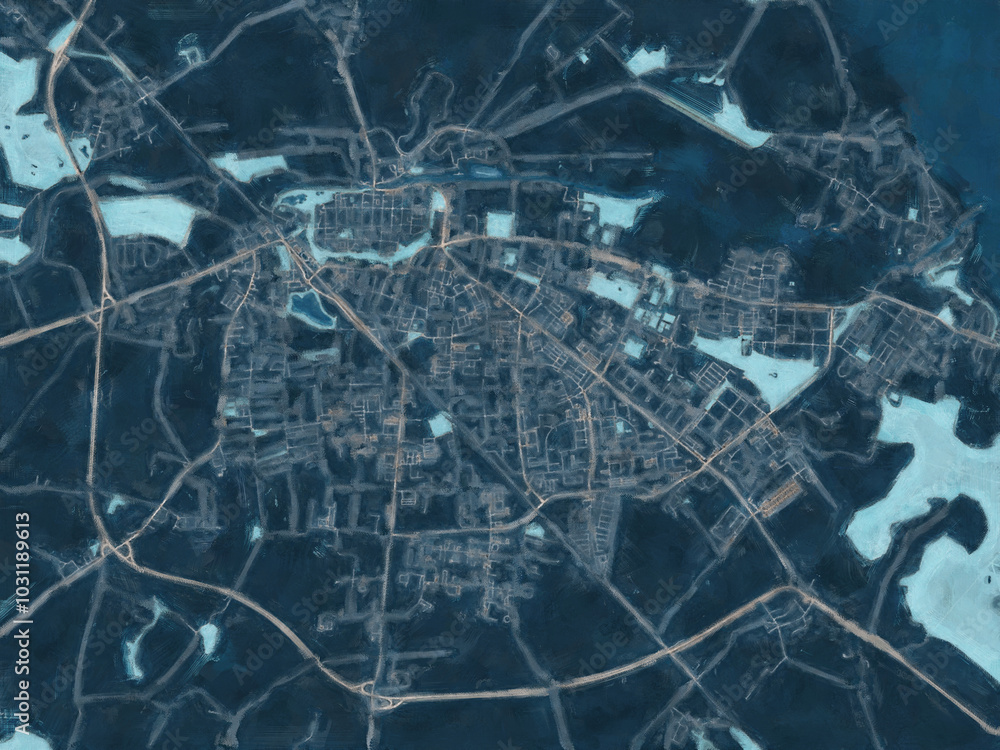 Painterly Style City Map of Greifswald, Germany in a Blue Color Scheme. Painterly Style City Map of Greifswald, Germany in a Blue Color Scheme.