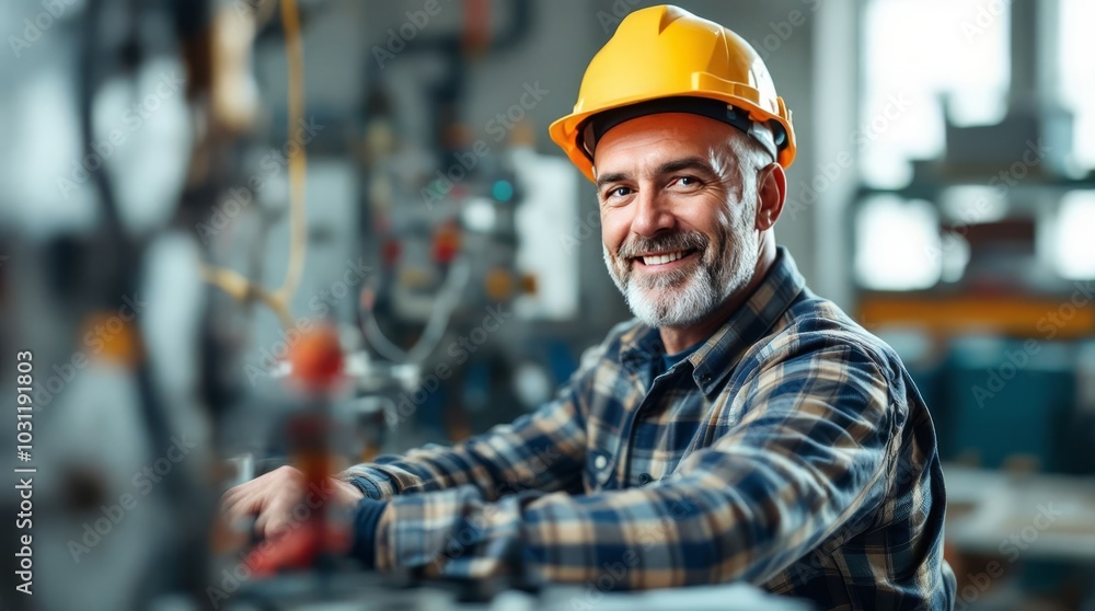 portrait of a electrician in a helmet, electrician engineer with yellow helmet at the workstation, electrician worker doing a work portrait of a electrician in a helmet, electrician engineer with yellow helmet at the workstation, electrician worker doing a work