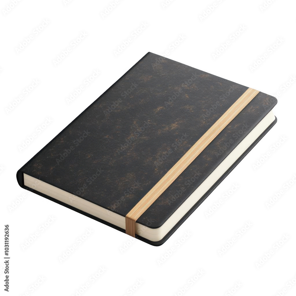 A sleek, closed notebook with a dark cover and elastic band, perfect for notes, sketches, or journaling on the go. A sleek, closed notebook with a dark cover and elastic band, perfect for notes, sketches, or journaling on the go.