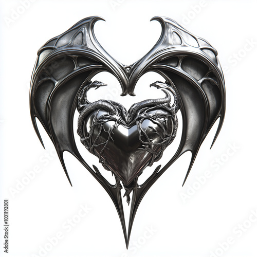 Demon heart sigil, 3D chrome metal