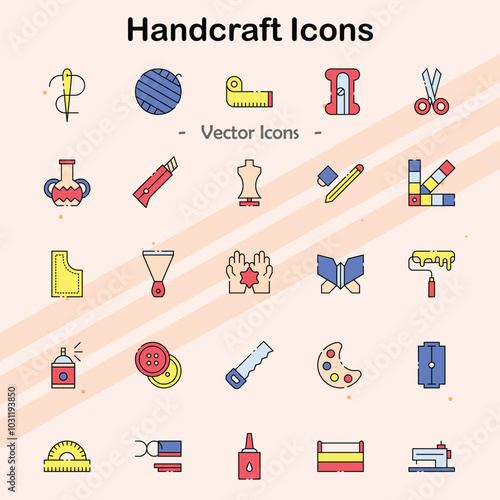 Icons representing various handcrafting tools and activities.
