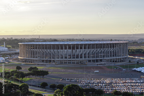 vista do estádio nacional Mané Garrincha na cidade de Brasília, Distrito Federal, Brasil