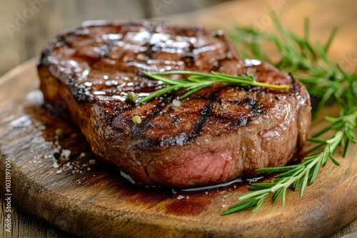 Barbecue Point Steak on old Cutting Board - generative ai