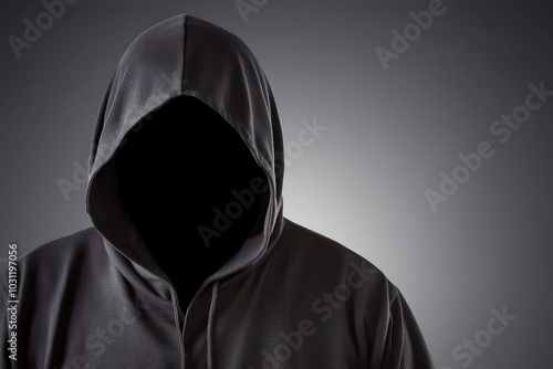 Mysterious Figure in Dark Hoodie Against a Gradient Background A Study of Shadows and Identity Perception