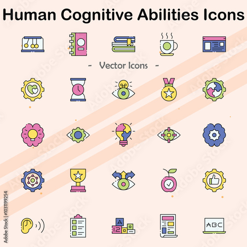 Icons representing human cognitive abilities and brain functions.