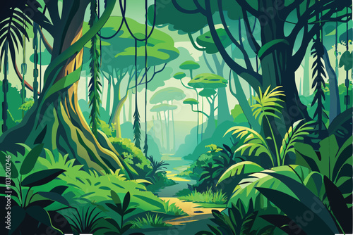 jungle background for video vector illustration 