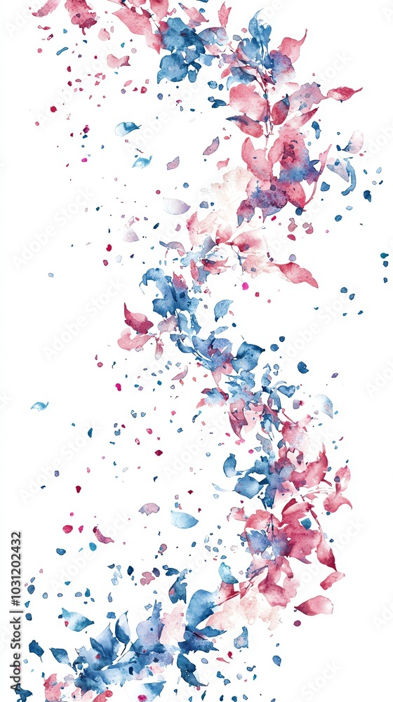 Fototapeta premium Delicate watercolor countdown numbers and confetti cannons