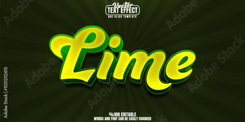 Lime editable text effect, customizable natural and fruit 3d font style