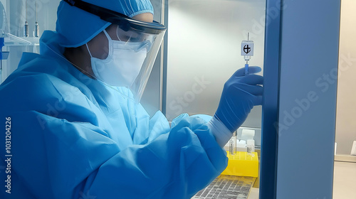 Technician working on equipment in an industrial setting