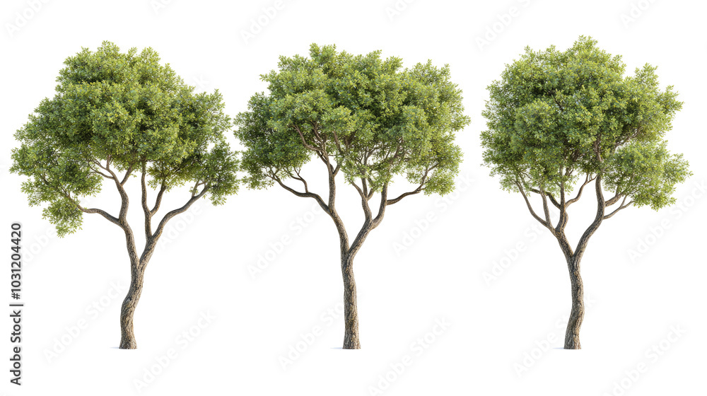 Realistic Trees Collection Set Isolated on a White Background Generative AI Realistic Trees Collection Set Isolated on a White Background Generative AI