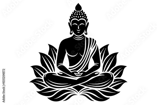 buddhist logo vector silhouette illustration white background