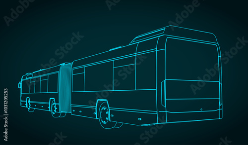 Articulated city ​​bus illustration